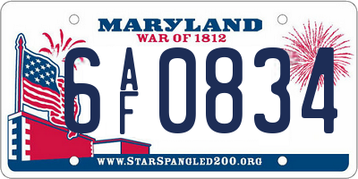 MD license plate 6AF0834