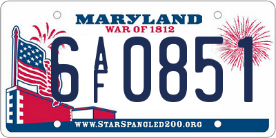 MD license plate 6AF0851