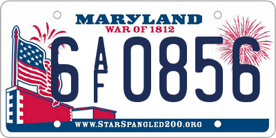 MD license plate 6AF0856