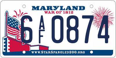 MD license plate 6AF0874