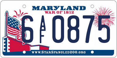 MD license plate 6AF0875