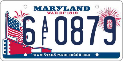 MD license plate 6AF0879