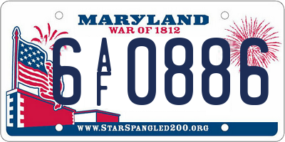 MD license plate 6AF0886