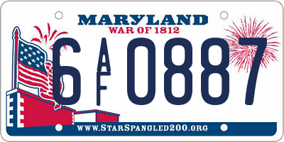 MD license plate 6AF0887