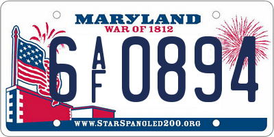 MD license plate 6AF0894