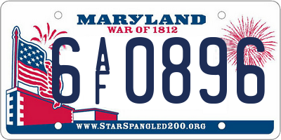 MD license plate 6AF0896