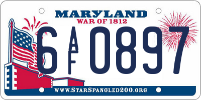MD license plate 6AF0897