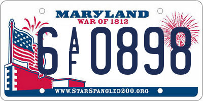 MD license plate 6AF0898