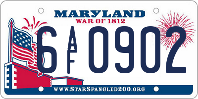MD license plate 6AF0902