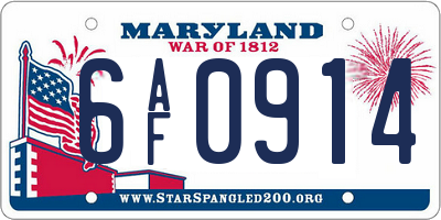 MD license plate 6AF0914