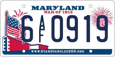 MD license plate 6AF0919