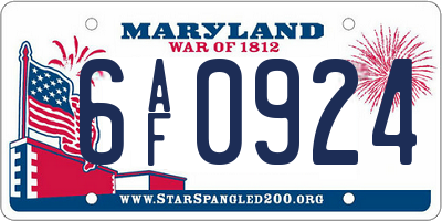 MD license plate 6AF0924