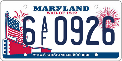 MD license plate 6AF0926