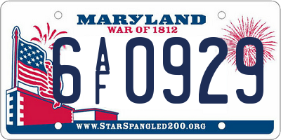 MD license plate 6AF0929