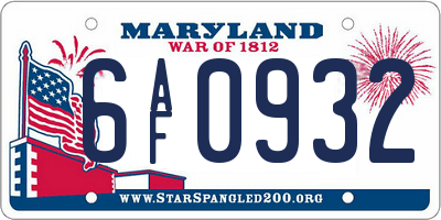 MD license plate 6AF0932