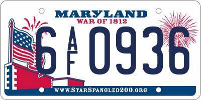 MD license plate 6AF0936