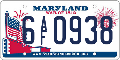 MD license plate 6AF0938