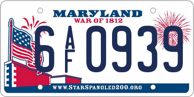 MD license plate 6AF0939