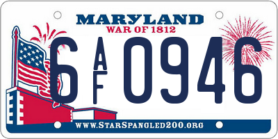 MD license plate 6AF0946