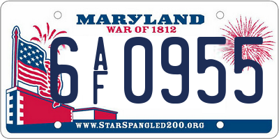 MD license plate 6AF0955