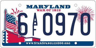 MD license plate 6AF0970