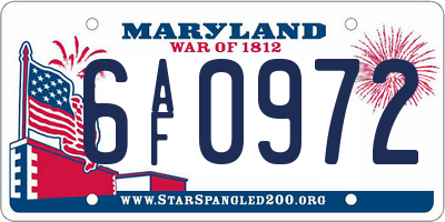 MD license plate 6AF0972