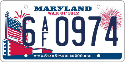MD license plate 6AF0974