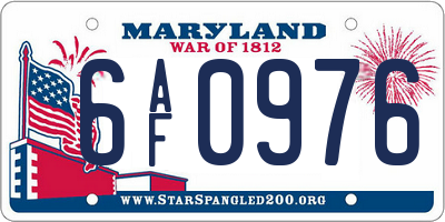 MD license plate 6AF0976