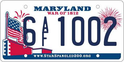 MD license plate 6AF1002