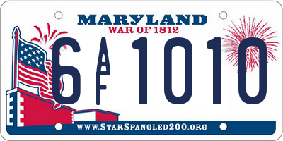 MD license plate 6AF1010