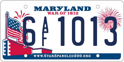 MD license plate 6AF1013