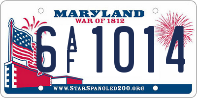 MD license plate 6AF1014