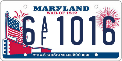 MD license plate 6AF1016