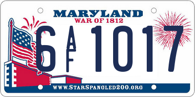 MD license plate 6AF1017