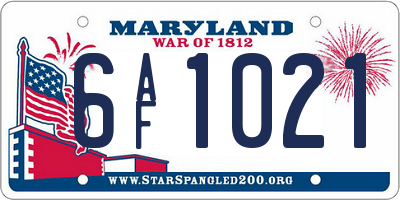 MD license plate 6AF1021