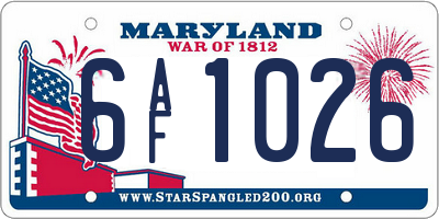 MD license plate 6AF1026