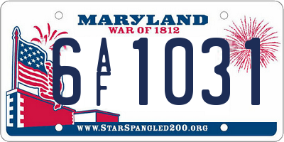 MD license plate 6AF1031