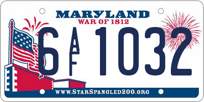 MD license plate 6AF1032