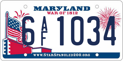 MD license plate 6AF1034