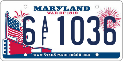 MD license plate 6AF1036