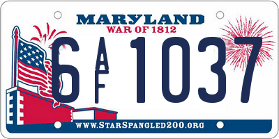 MD license plate 6AF1037