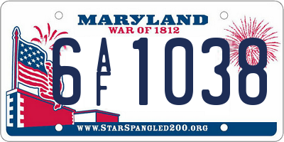 MD license plate 6AF1038
