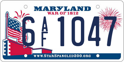 MD license plate 6AF1047