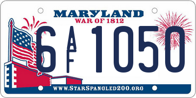 MD license plate 6AF1050