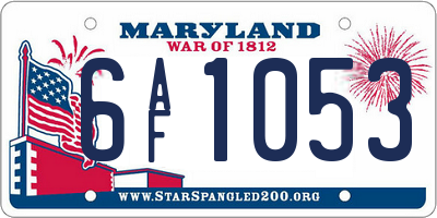 MD license plate 6AF1053