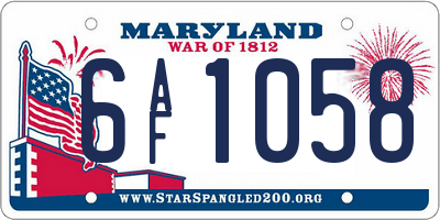 MD license plate 6AF1058