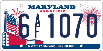 MD license plate 6AF1070