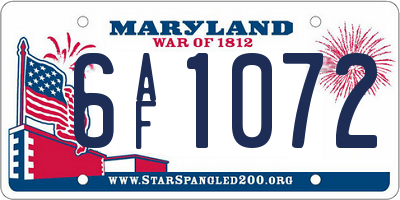 MD license plate 6AF1072