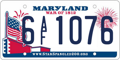 MD license plate 6AF1076