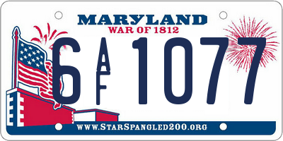 MD license plate 6AF1077